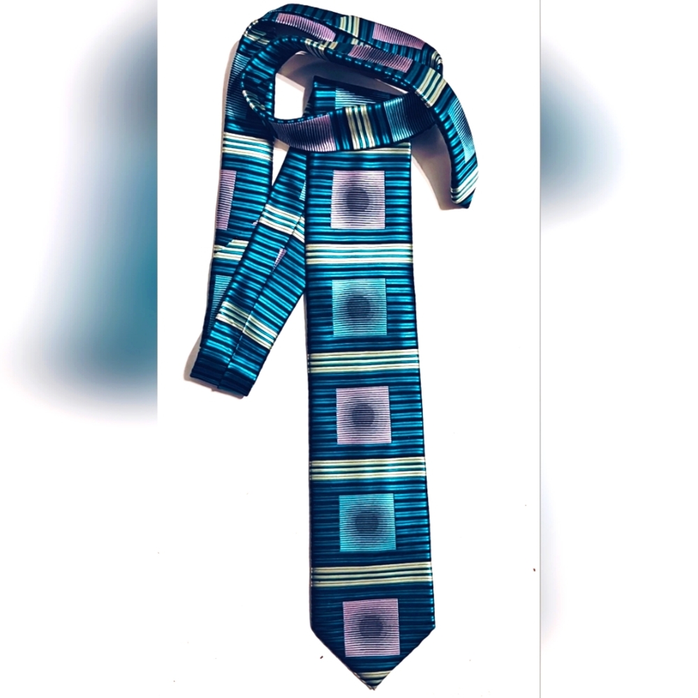 Vintage Trippy Geometric Bruno Conte Neck Tie 60" NWOT